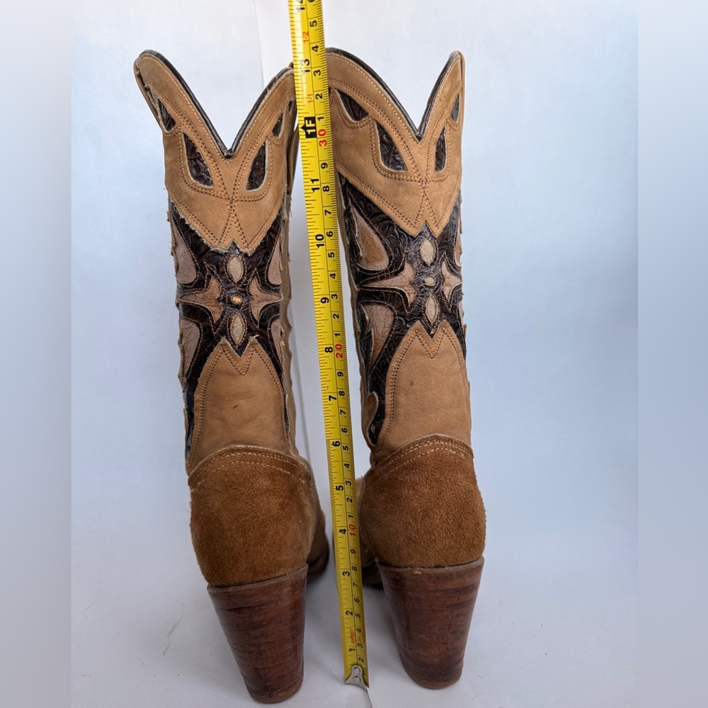 Miss Capezio Brown Suede Butterfly Western Cowgirl Boots in size 7.5 - Picture 6 of 7